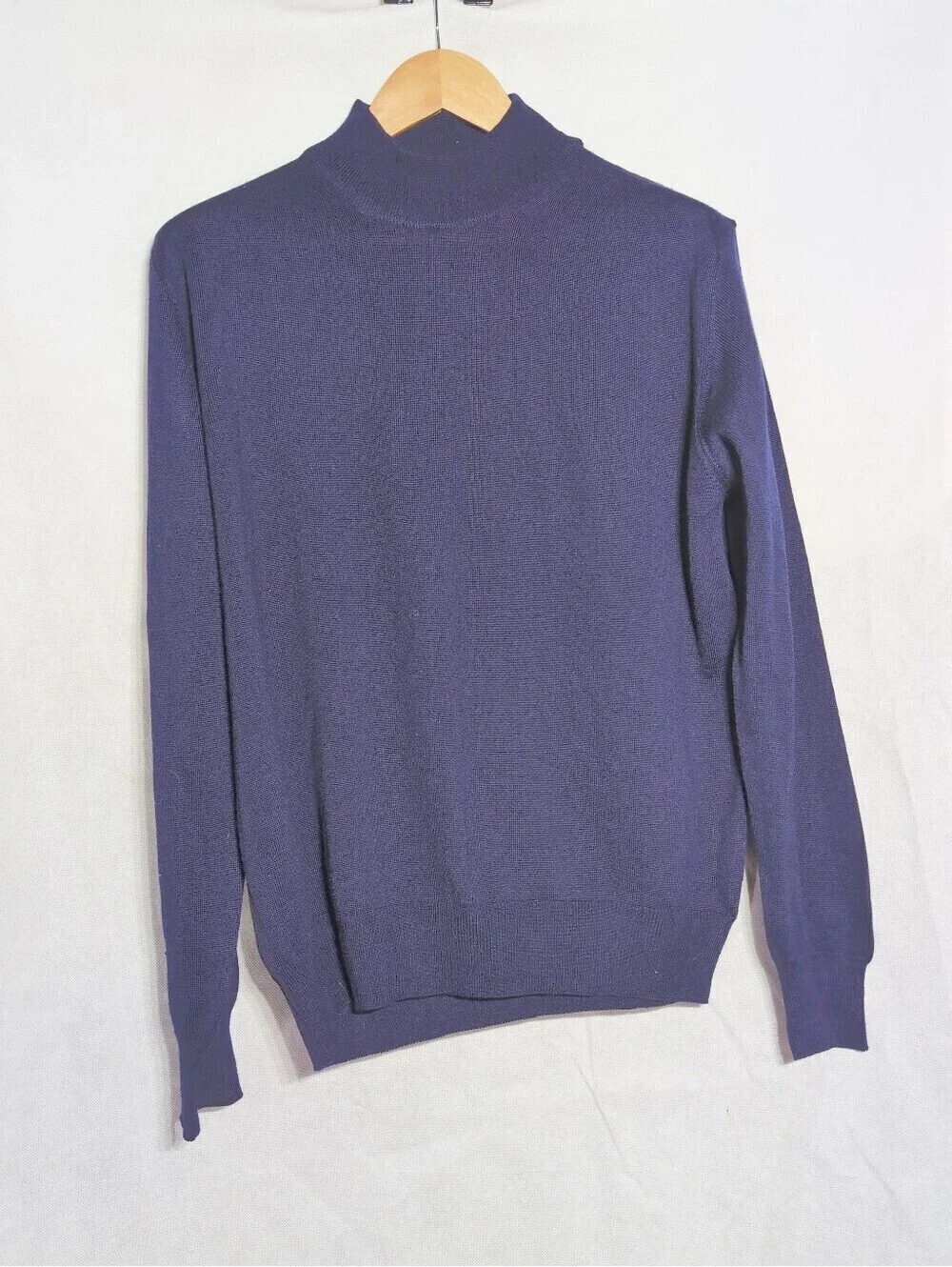 LCN by Alcione L Merino Wool Blend Men's Navy Mock Neck Sweater